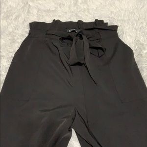 Black Paper Bag Style Dress Pants